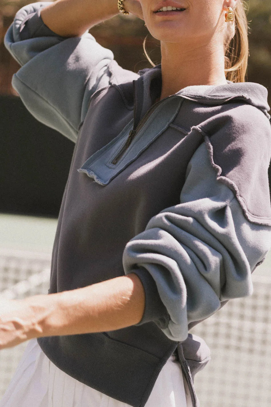 Zeya Half Zip Sweatshirt in Blue - FINAL SALE
