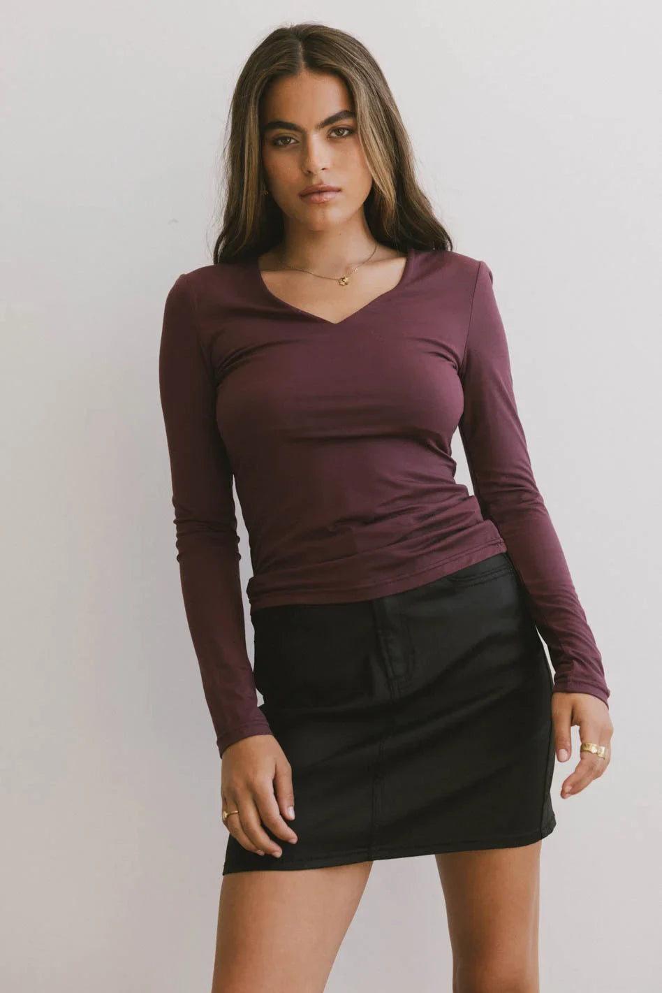 Iris Basic Top in Wine - FINAL SALE