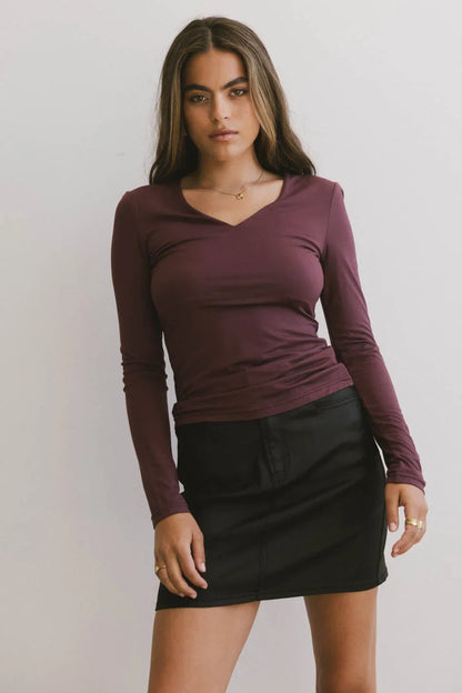 Iris Basic Top in Wine - FINAL SALE