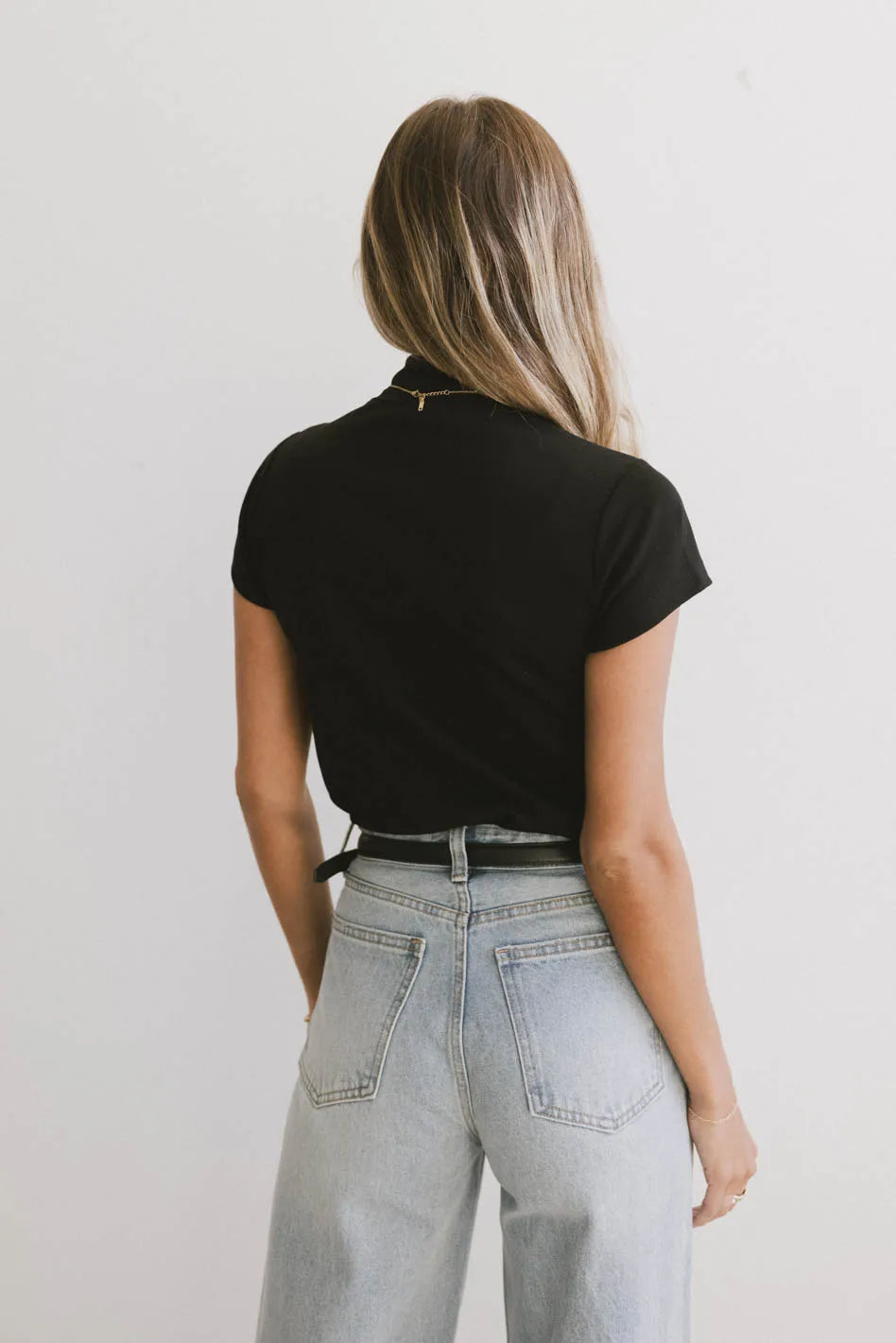 Marley Mock Neck Tee in Black - FINAL SALE
