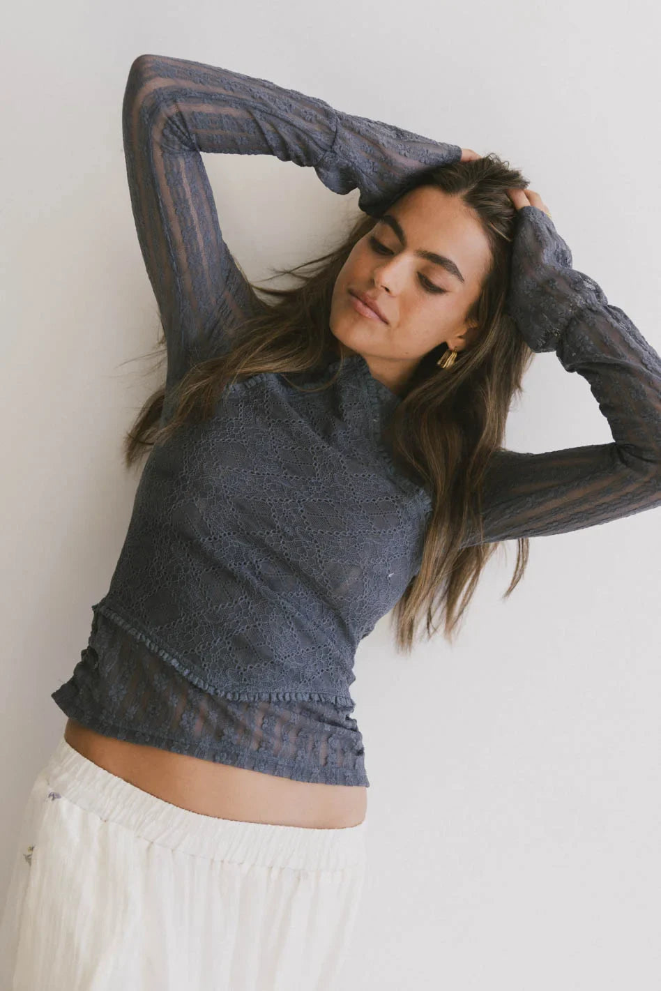 Linnea Lace Top in Blue - FINAL SALE