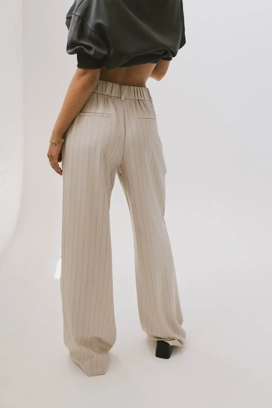 Reese Striped Slacks in Cream - FINAL SALE