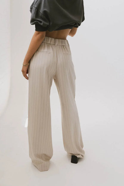 Reese Striped Slacks in Cream - FINAL SALE