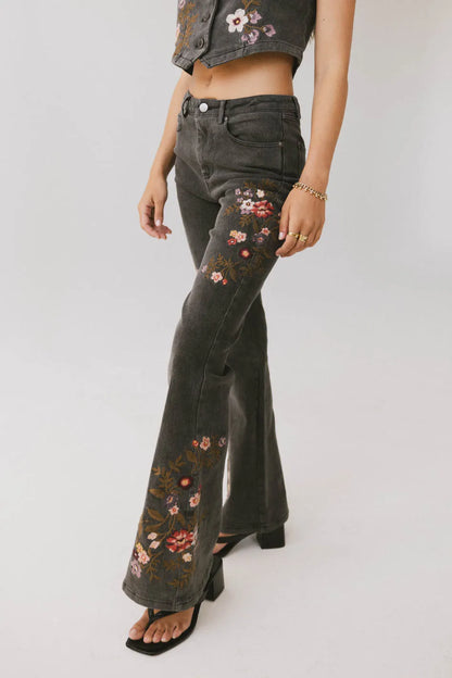 Camille Embroidered Flare Jeans - FINAL SALE