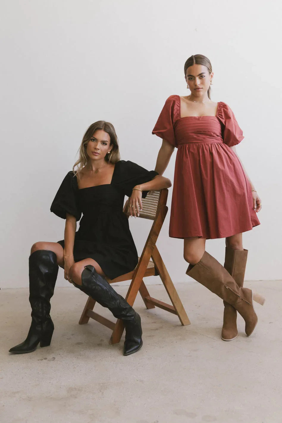 Dinah Pleated Mini Dress in Rust - FINAL SALE