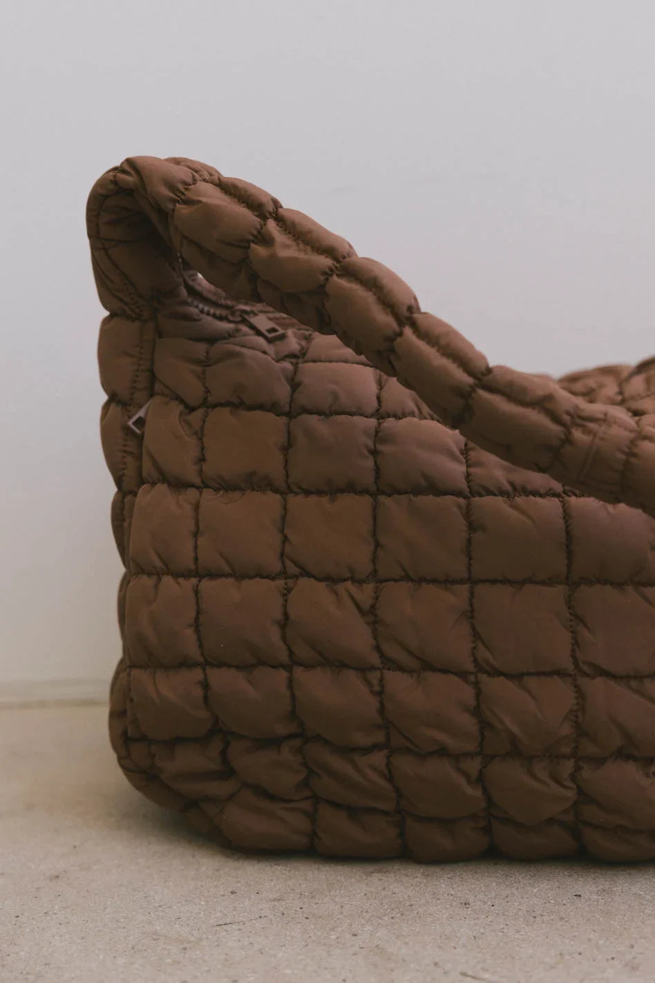 Nora Quilted Tote Bag in Brown - FINAL SALE