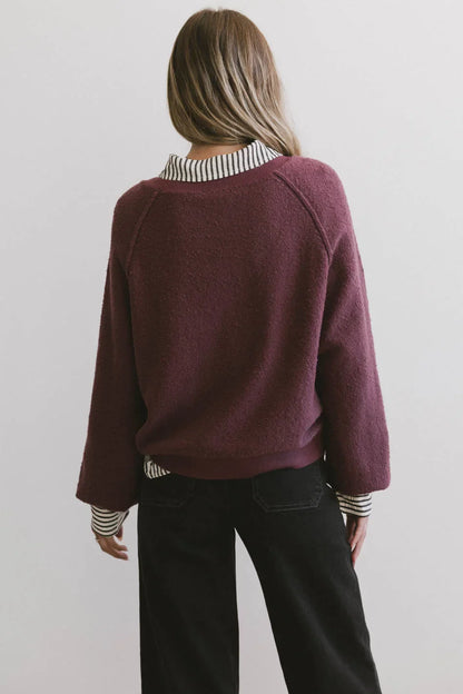 Annaleah Textured Sweatshirt in Burgundy - FINAL SALE