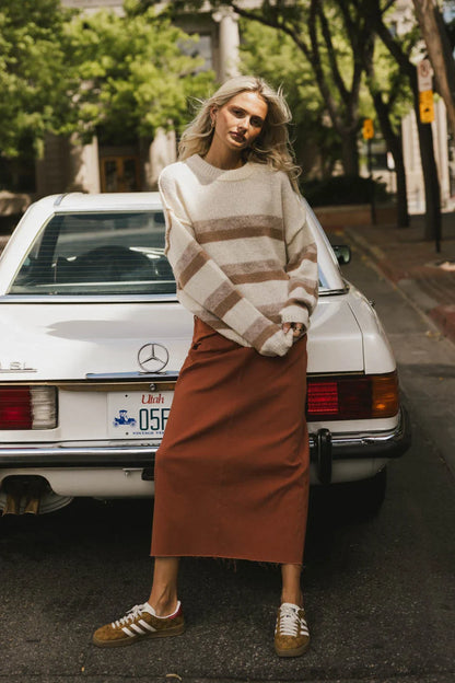 Rylie Denim Maxi Skirt in Rust - FINAL SALE