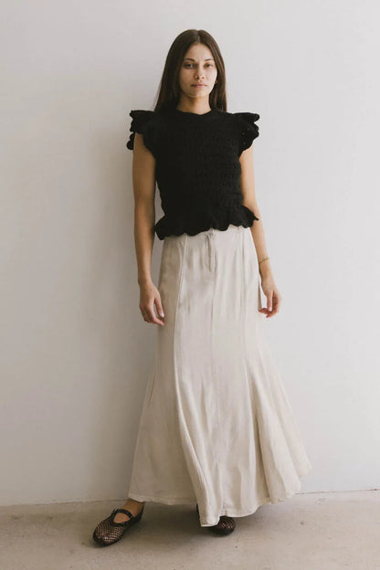Shelly Ruffled Sweater Top in Black - FINAL SALE