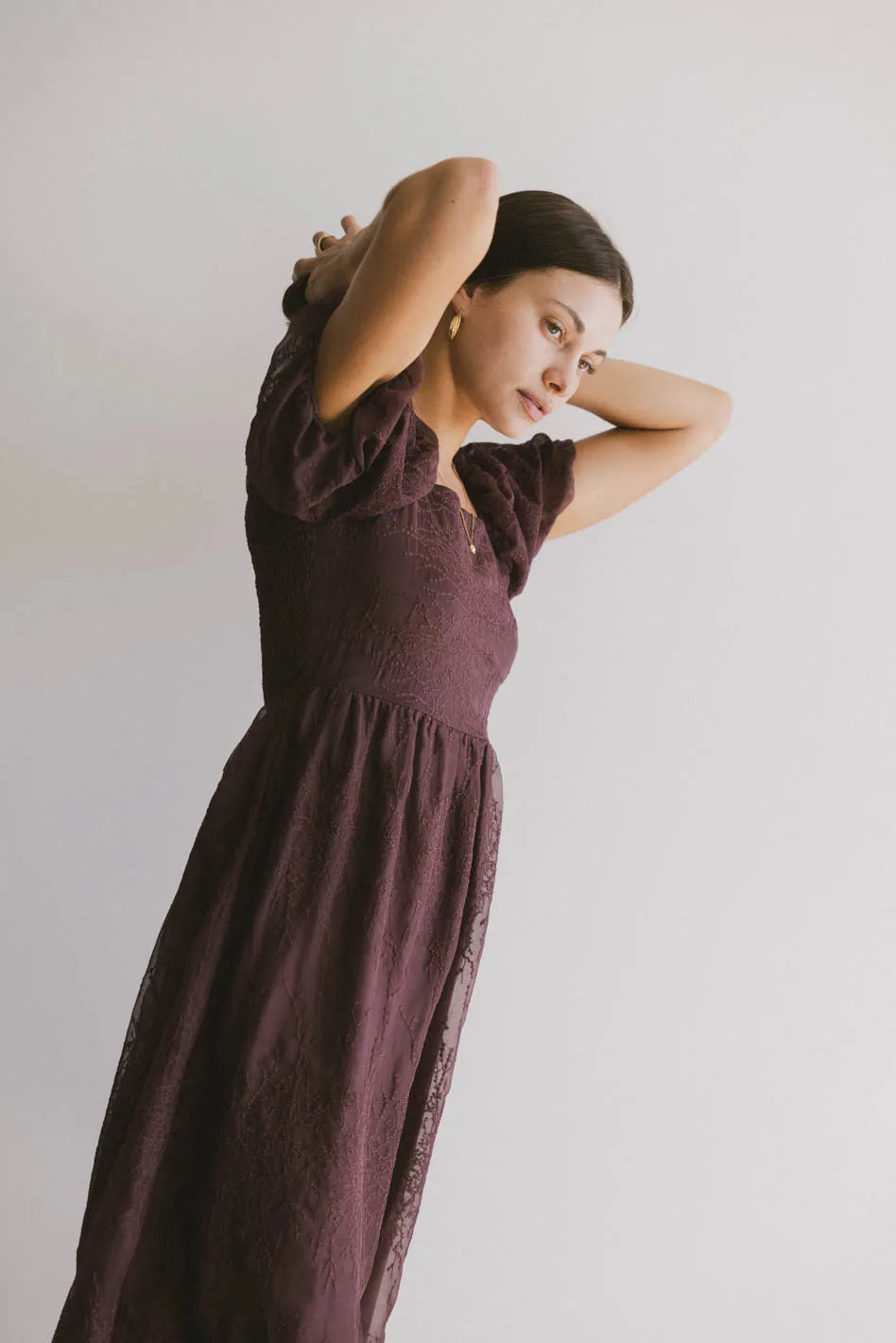 Karrie Embroidered Midi Dress in Purple - FINAL SALE