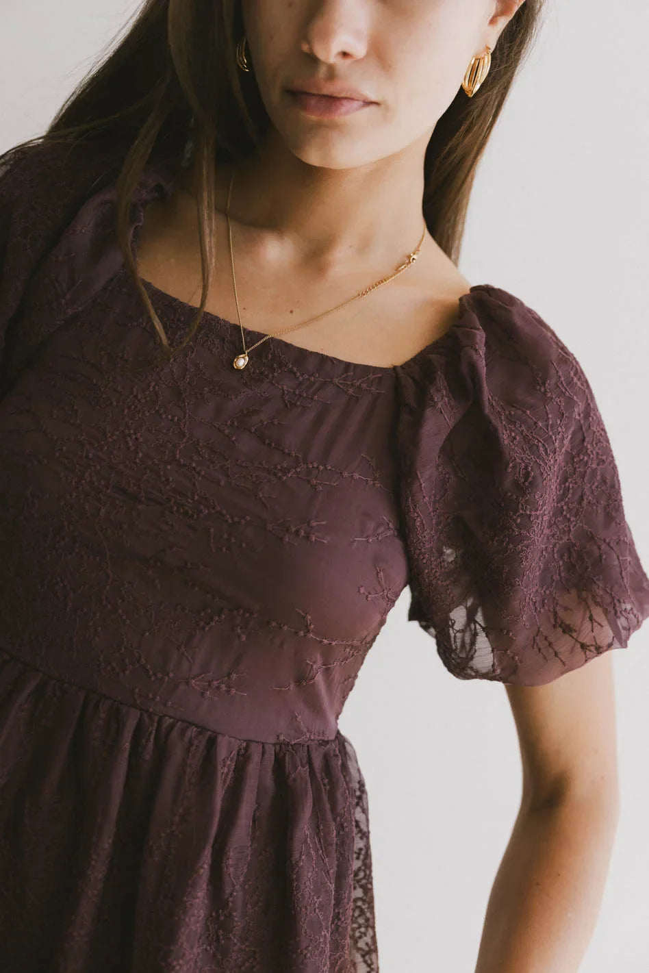 Karrie Embroidered Midi Dress in Purple - FINAL SALE