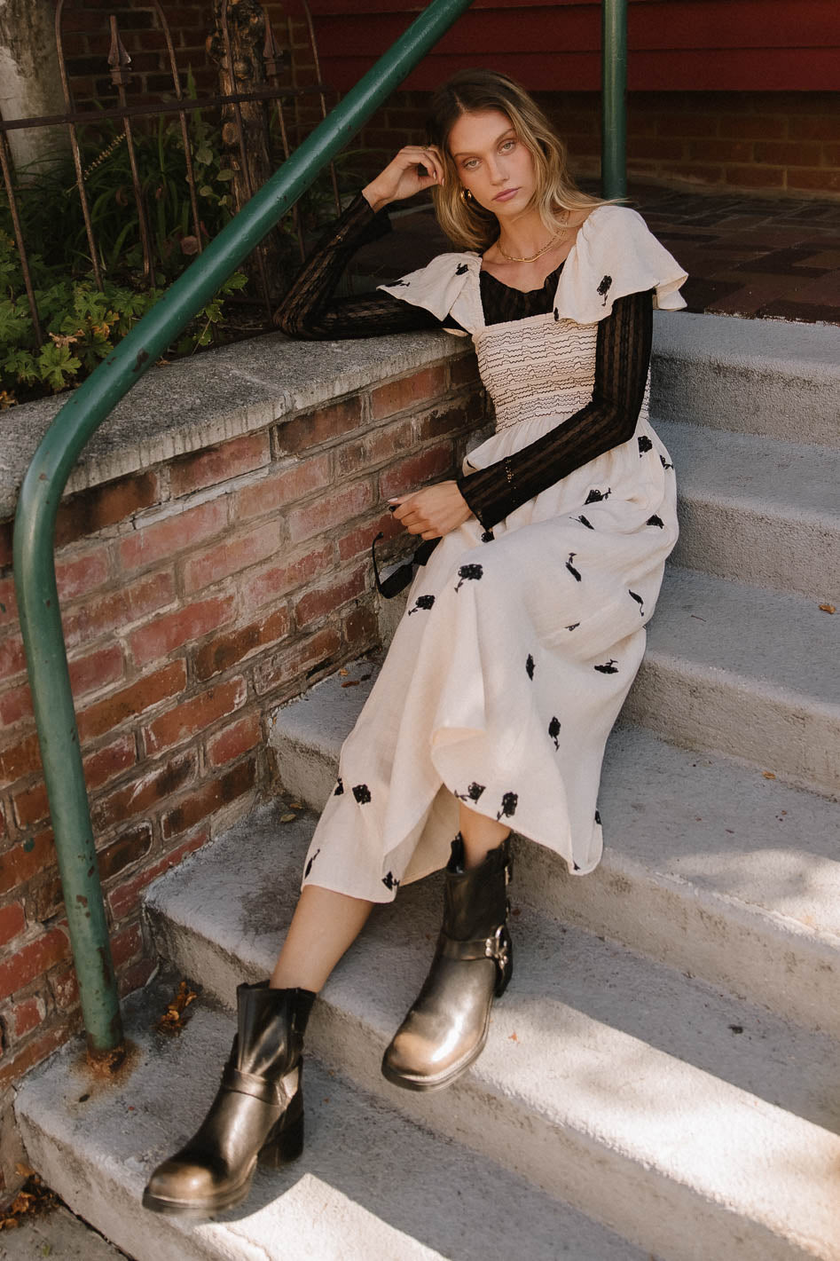 Cece Smocked Embroidered Dress - FINAL SALE