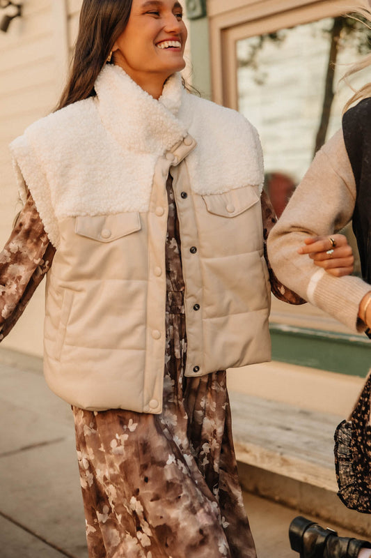 Lets Get Lost Vegan Vest in Cream - FINAL SALE