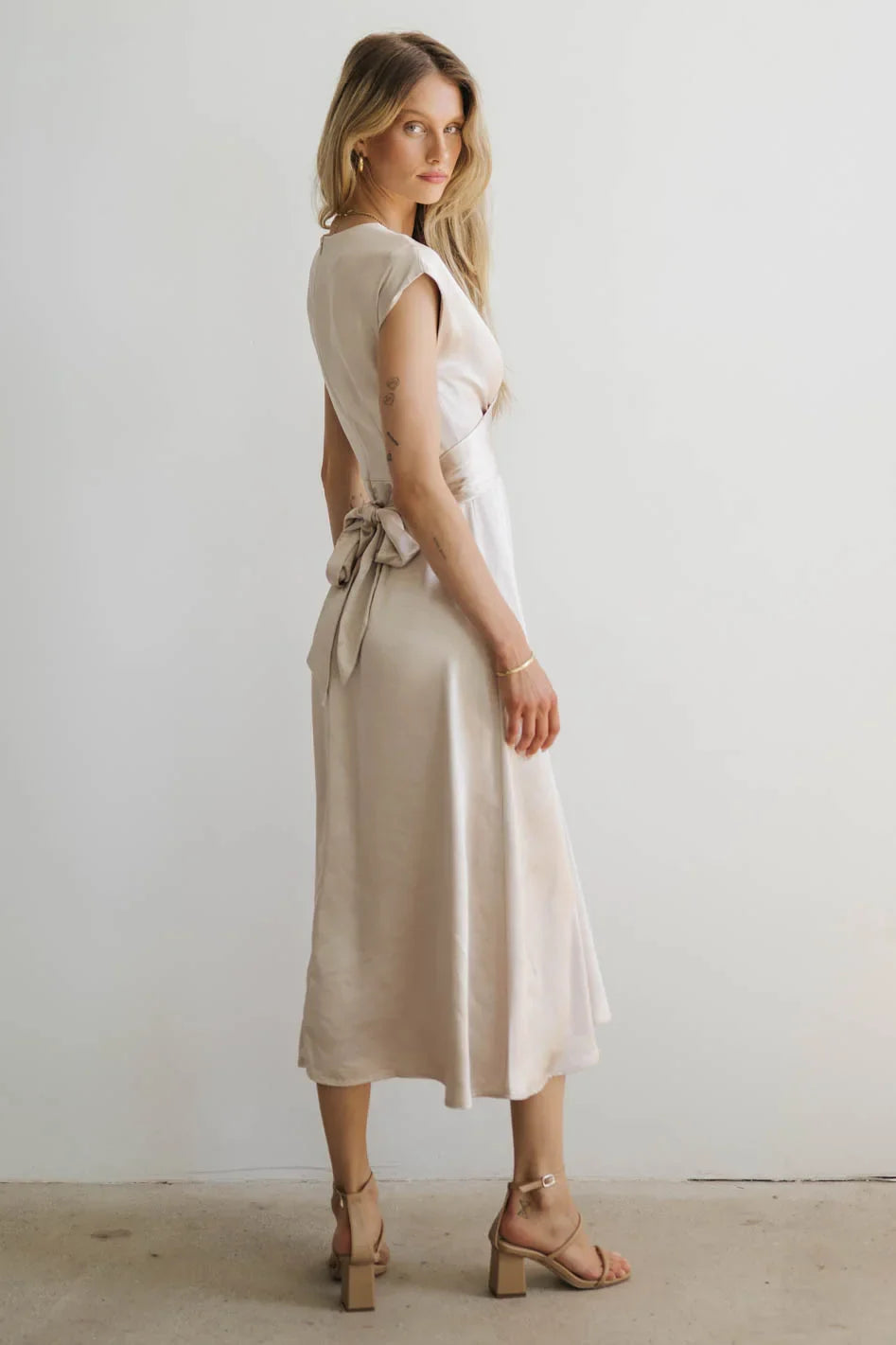Rosalind Midi Dress in Champagne - FINAL SALE
