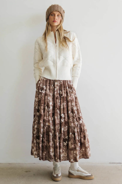 Maxine Floral Skirt in Brown - FINAL SALE