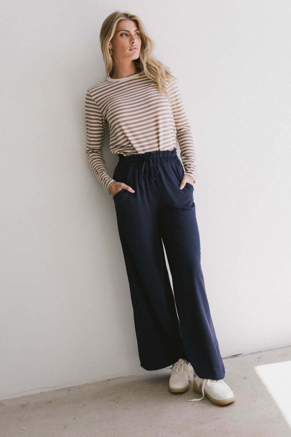 Mina Wide Leg Pants in Navy - FINAL SALE