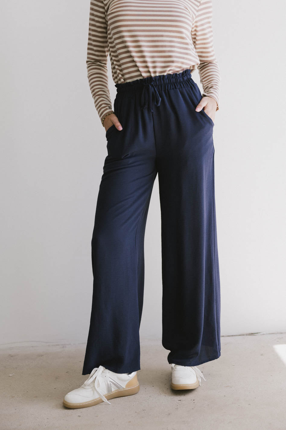 Mina Wide Leg Pants in Navy - FINAL SALE