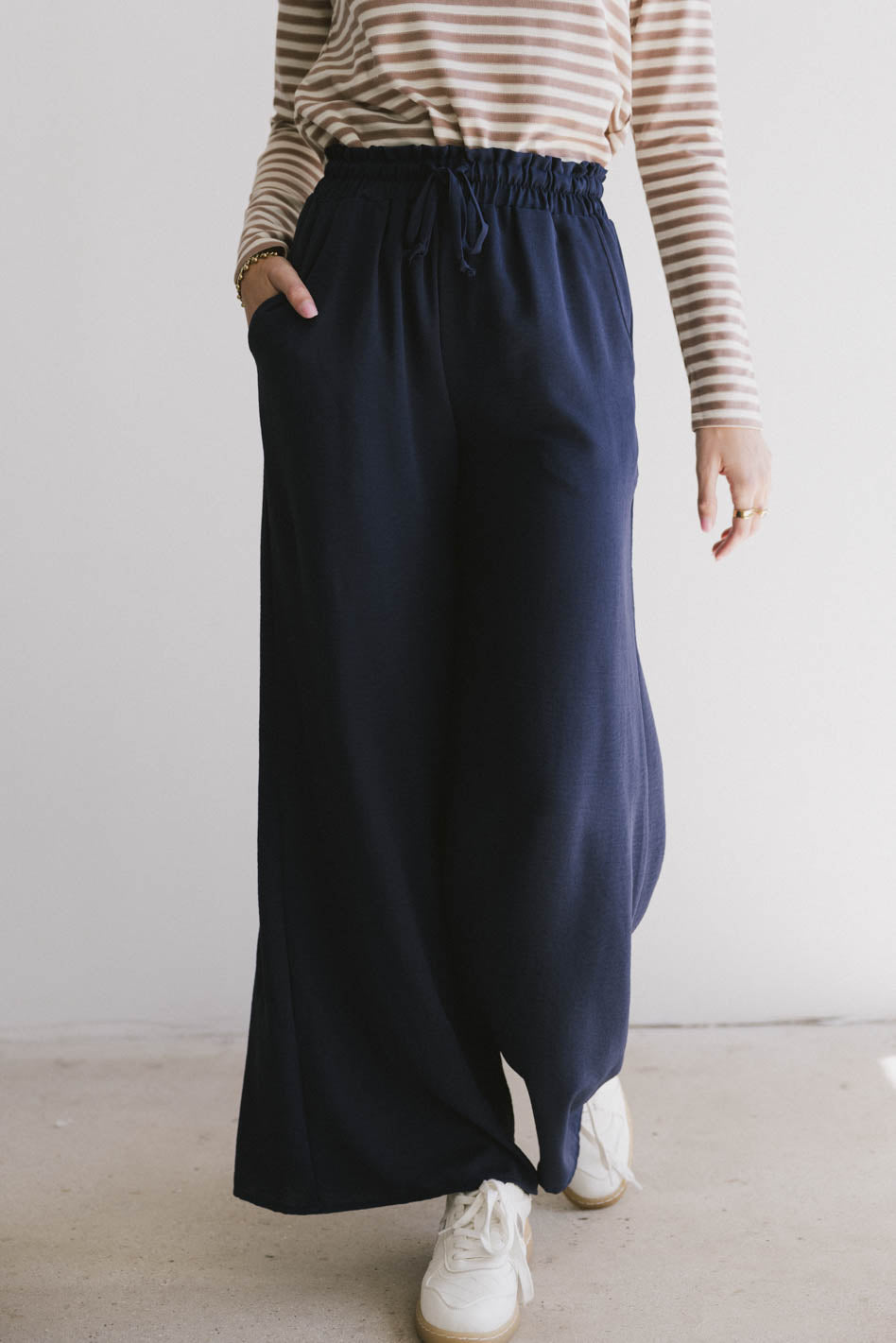 Mina Wide Leg Pants in Navy - FINAL SALE