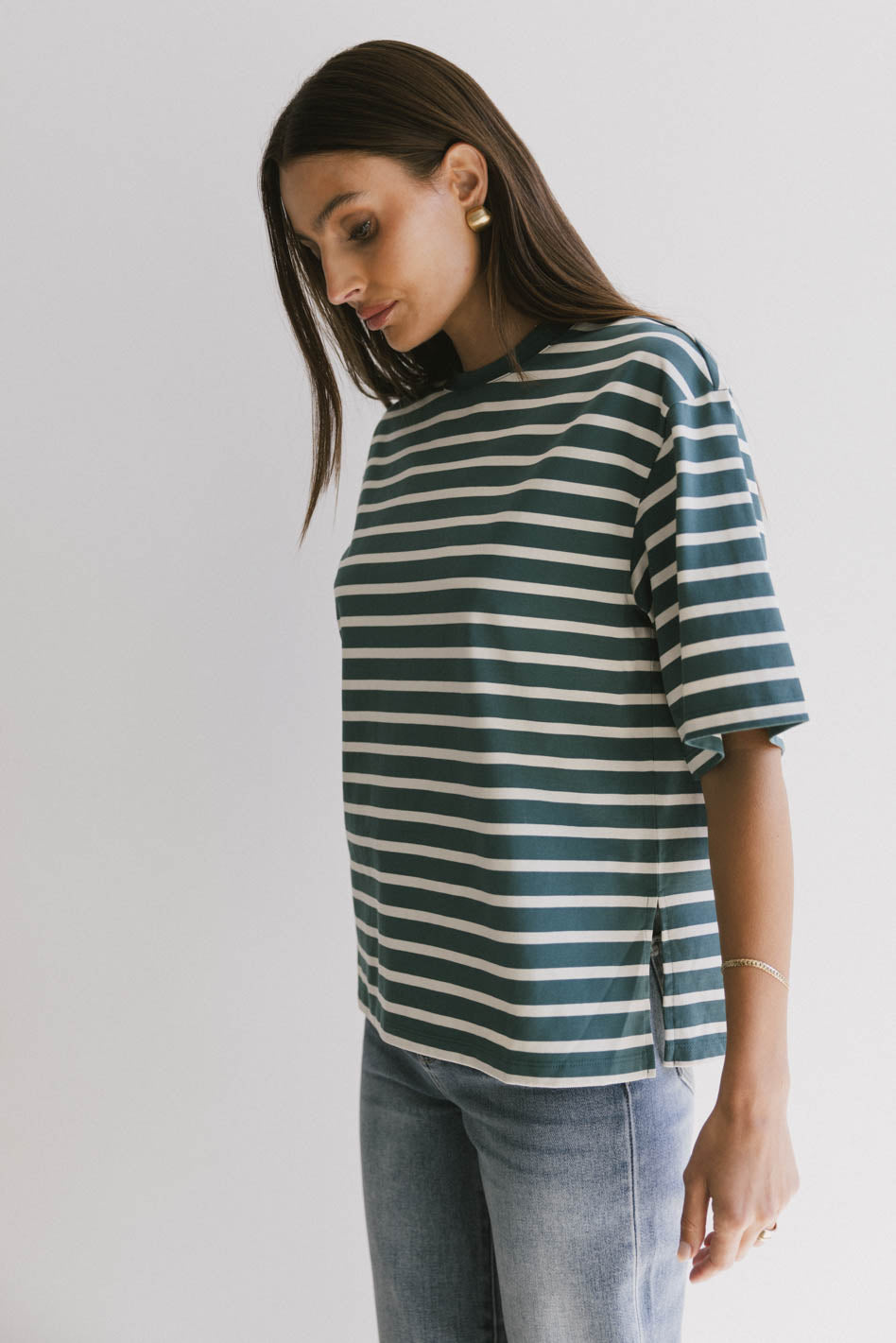 Freddie Striped Tee in Teal - FINAL SALE