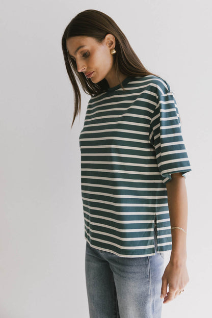 Freddie Striped Tee in Teal - FINAL SALE
