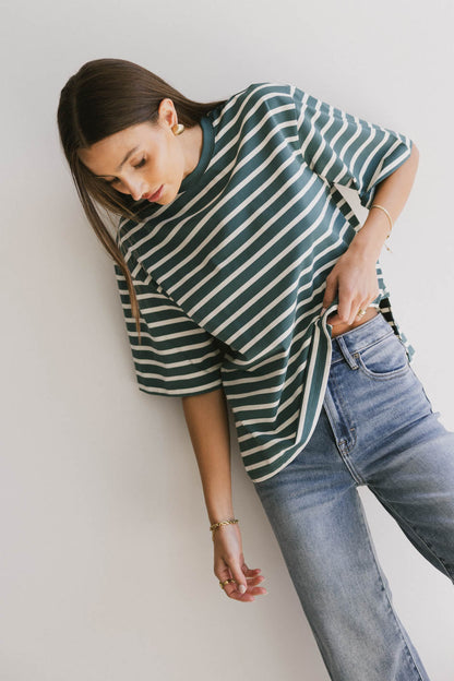 Freddie Striped Tee in Teal - FINAL SALE