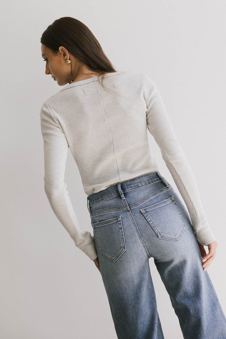Conrad Fitted Waffle Tee in Grey - FINAL SALE
