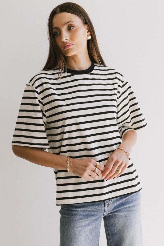 Freddie Striped Tee in Black - FINAL SALE