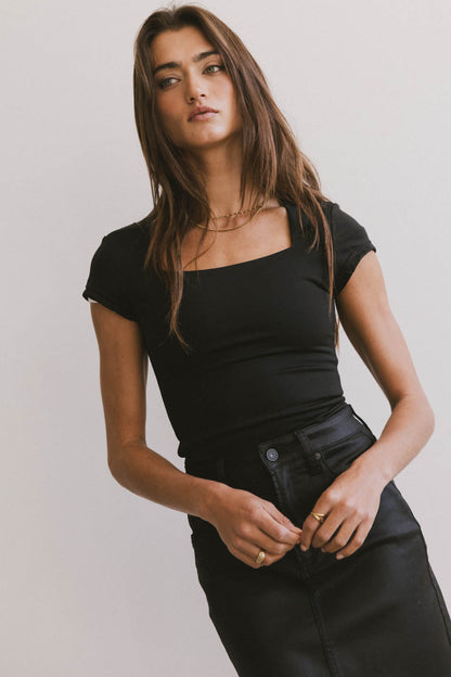 Irene Square Neck Top in Black - FINAL SALE