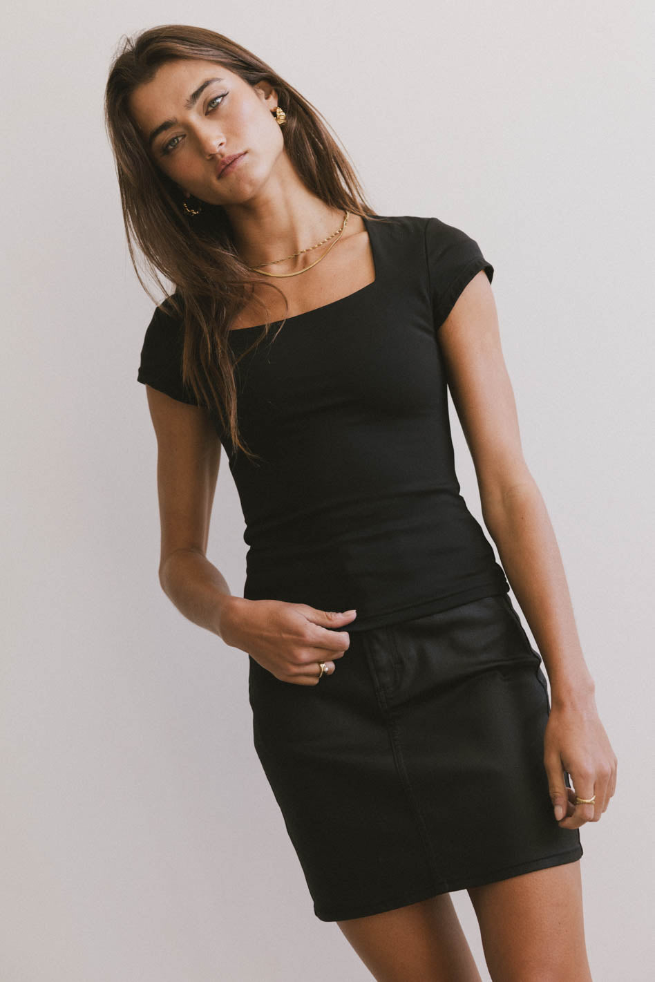 Irene Square Neck Top in Black - FINAL SALE