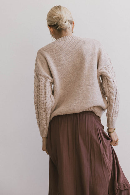 Annie Cable Knit Sweater in Taupe - FINAL SALE