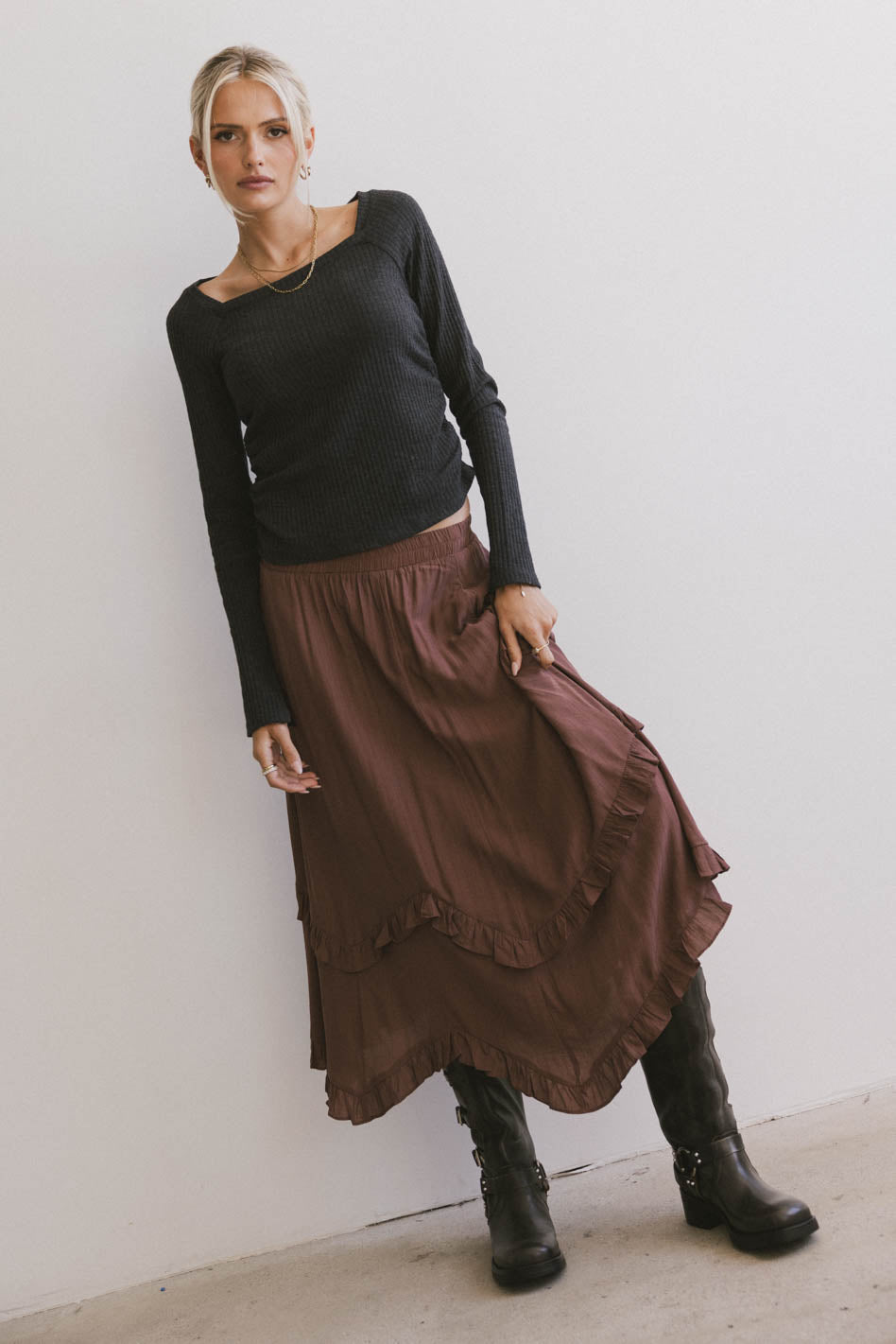 Franky Midi Skirt in Mauve - FINAL SALE
