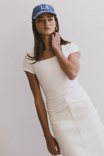 Irene Square Neck Top in Ivory - FINAL SALE