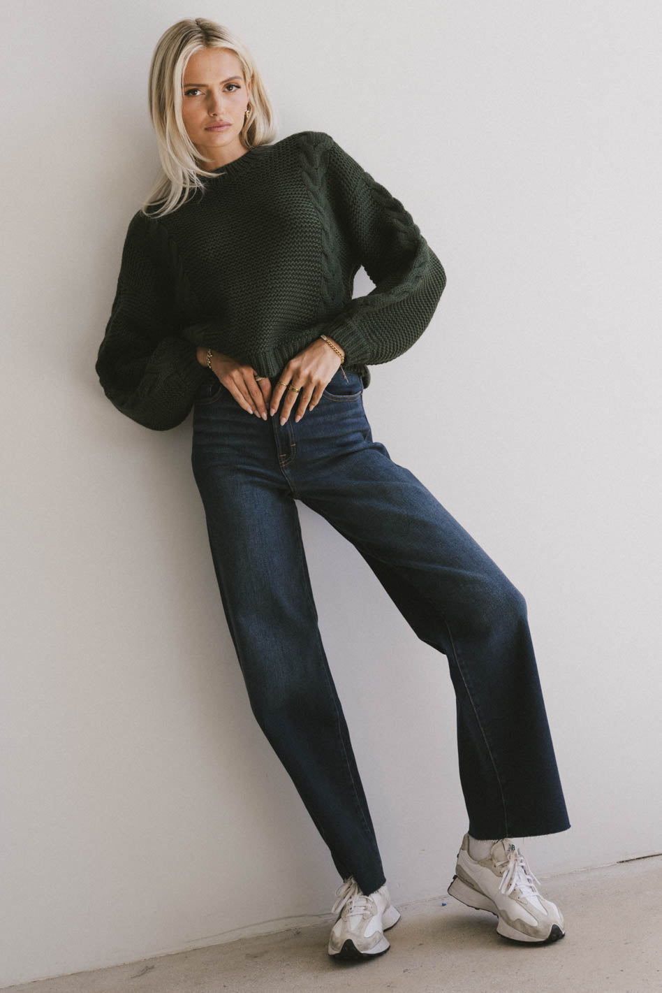 Zaidee Knit Sweater in Hunter Green - FINAL SALE