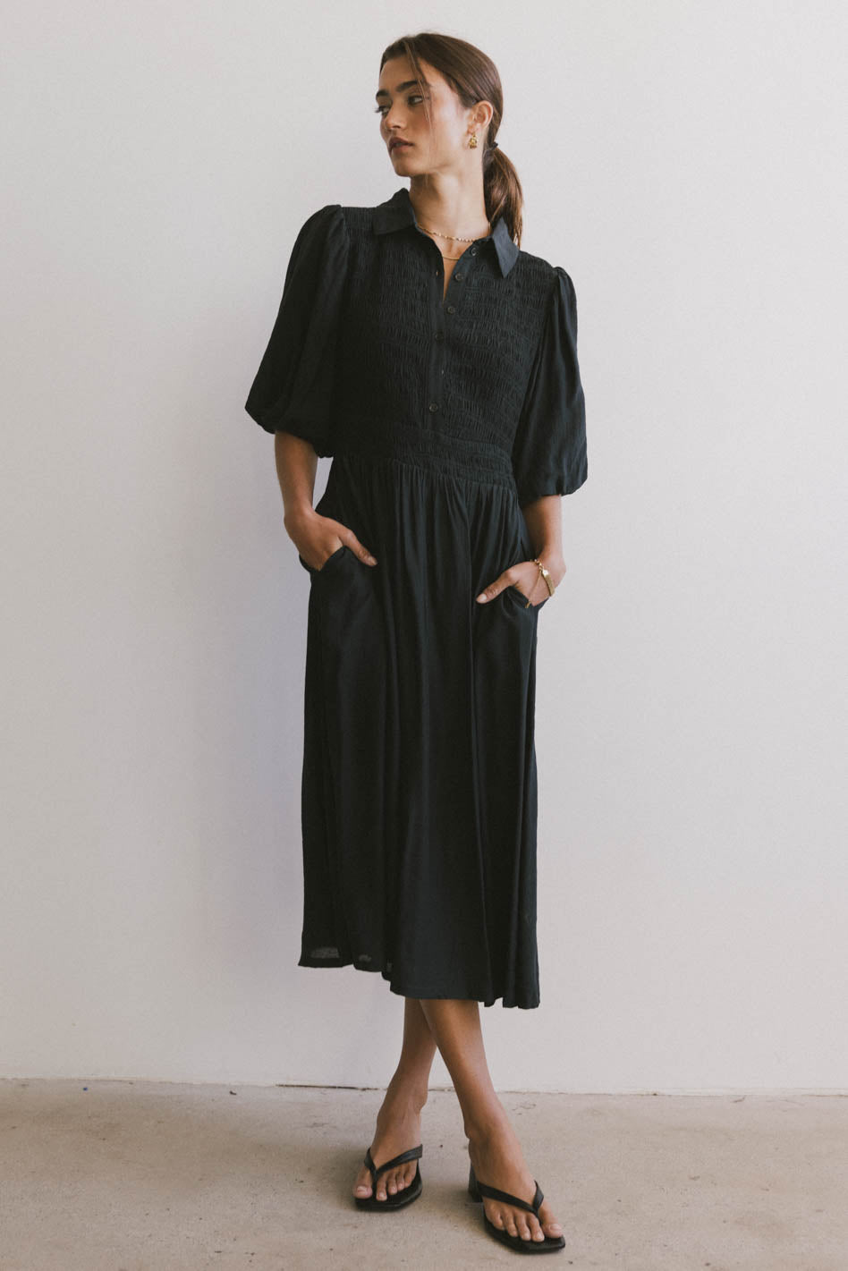 Belen Midi Dress in Dark Teal - FINAL SALE