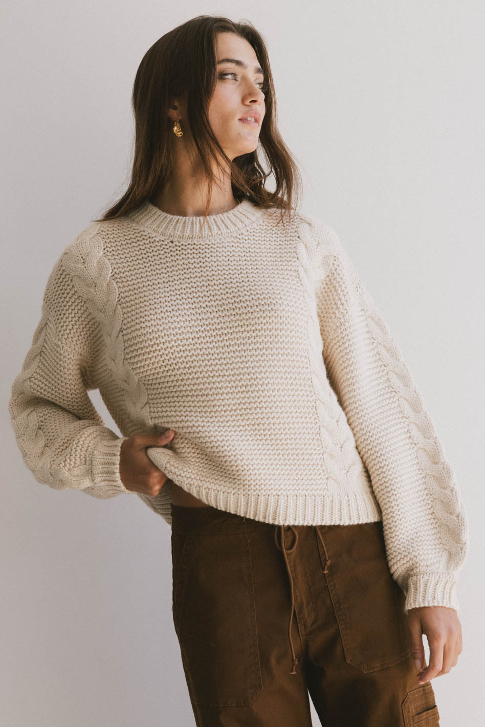 Zaidee Knit Sweater in Beige - FINAL SALE