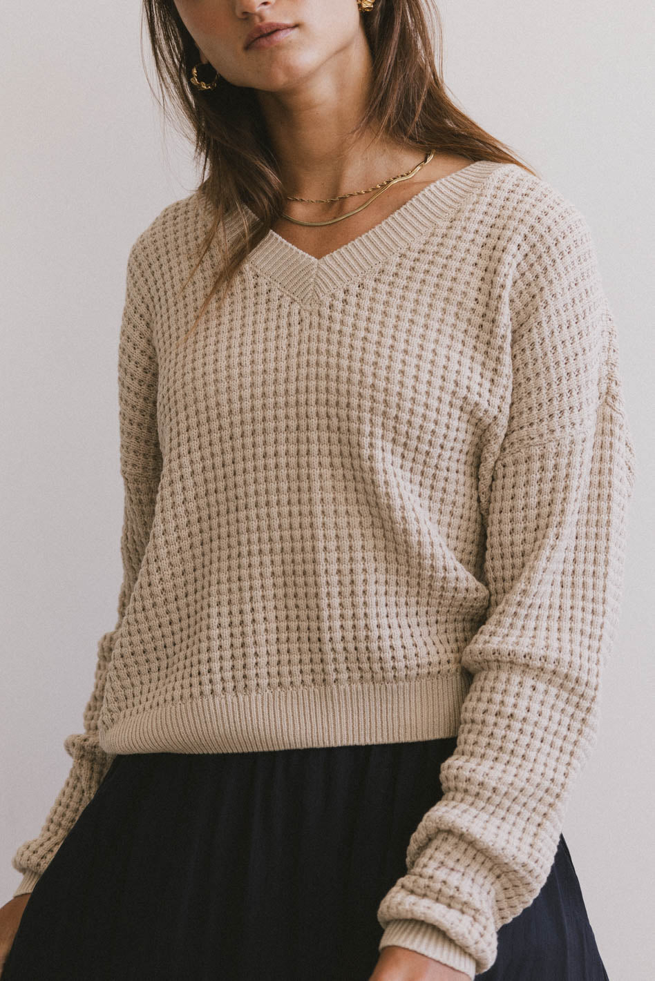 Raychel Knit Sweater in Beige - FINAL SALE