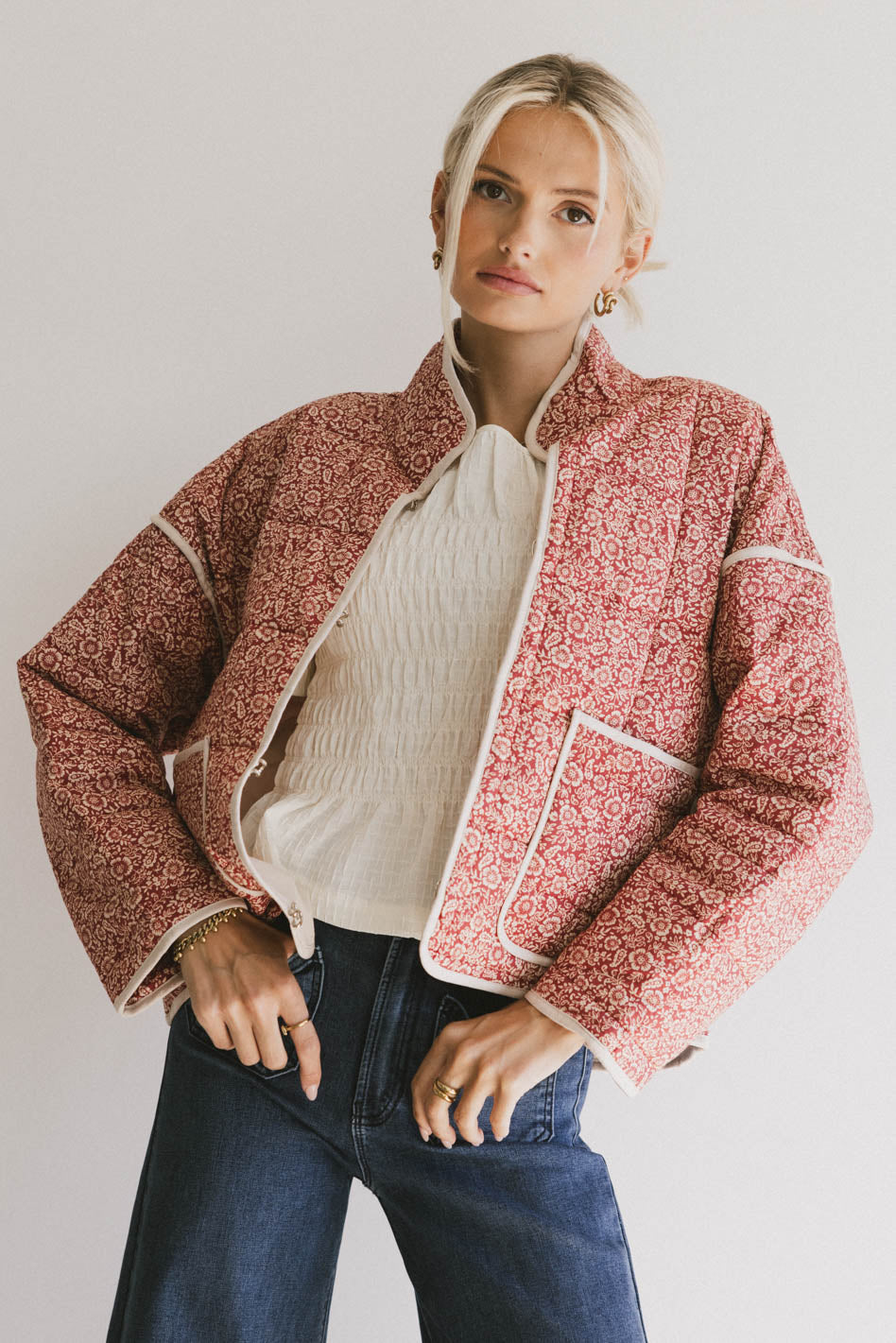 Kadee Quilted Jacket in Burgundy - FINAL SALE