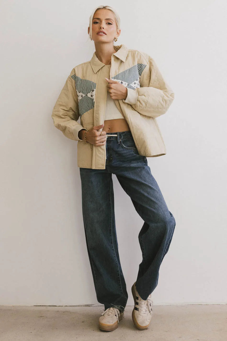 Karlie Quilted Jacket in Khaki - FINAL SALE