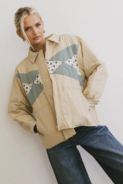 Karlie Quilted Jacket in Khaki - FINAL SALE