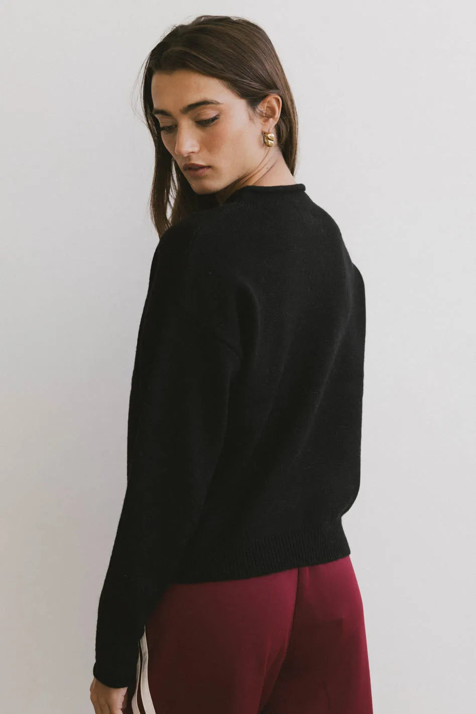 Meli Button Front Knit Sweater in Black - FINAL SALE