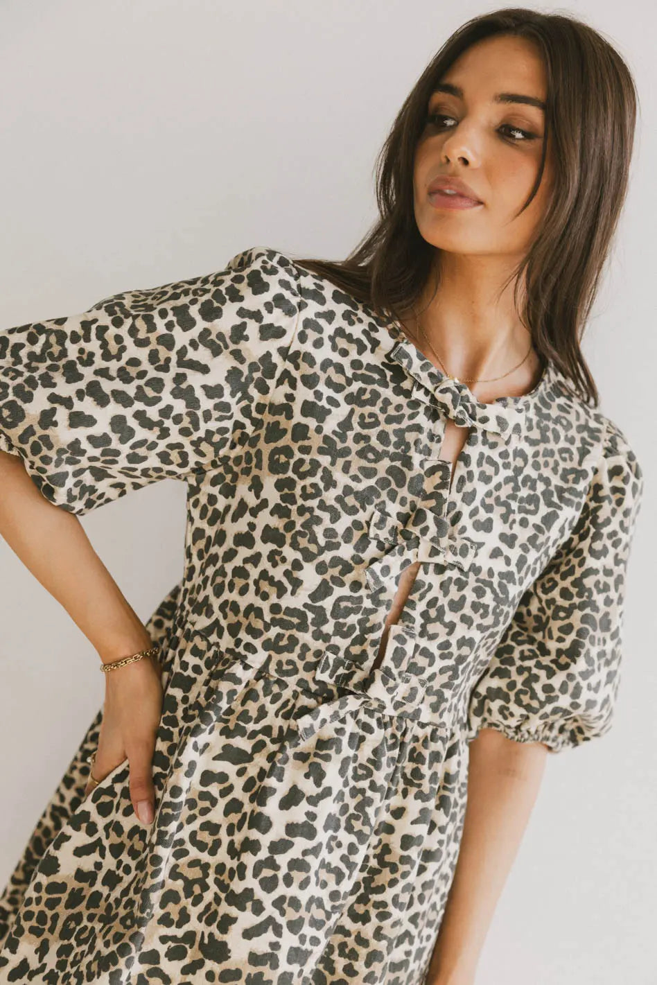 Tori Peplum Mini Dress in Leopard - FINAL SALE