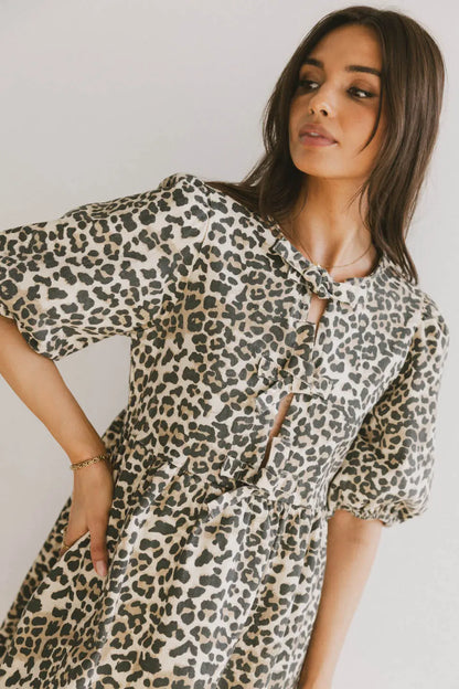 Tori Peplum Mini Dress in Leopard - FINAL SALE