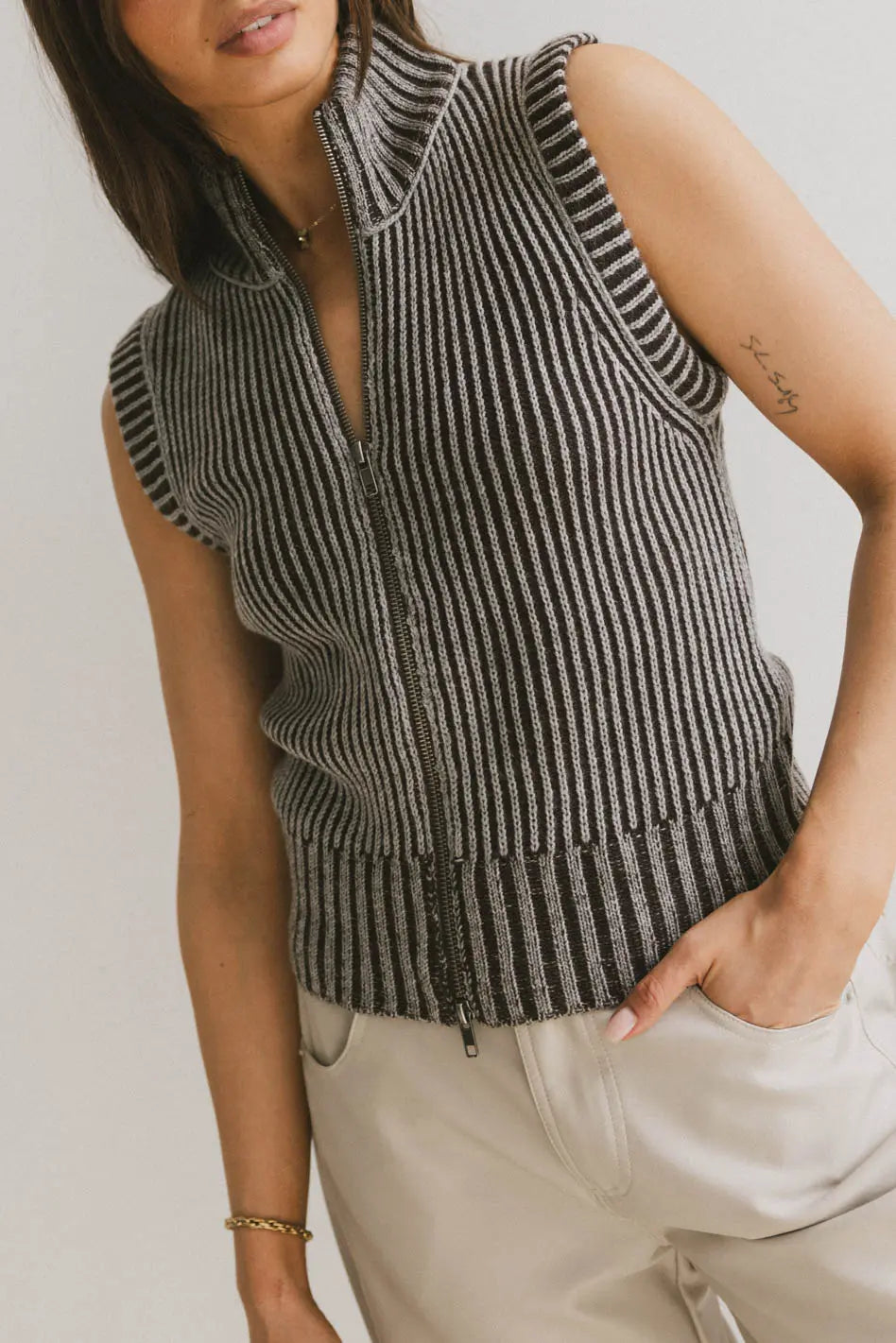 Monroe Zip Up in Grey - FINAL SALE