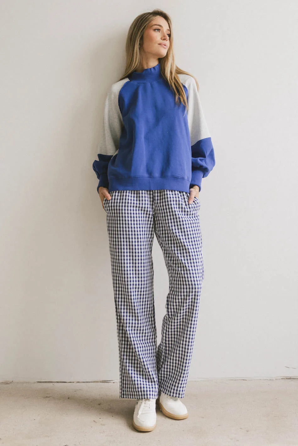 Romero Gingham Pants in Navy - FINAL SALE
