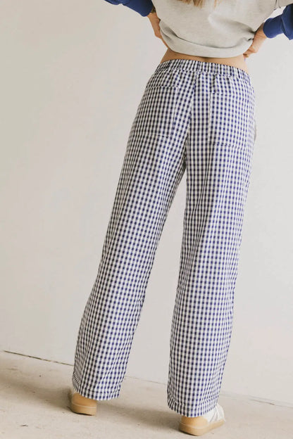 Romero Gingham Pants in Navy - FINAL SALE