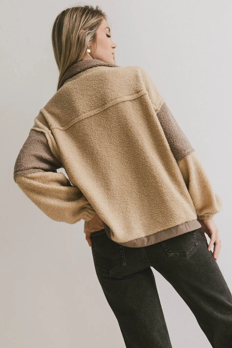 Indra Quarter Zip in Taupe - FINAL SALE