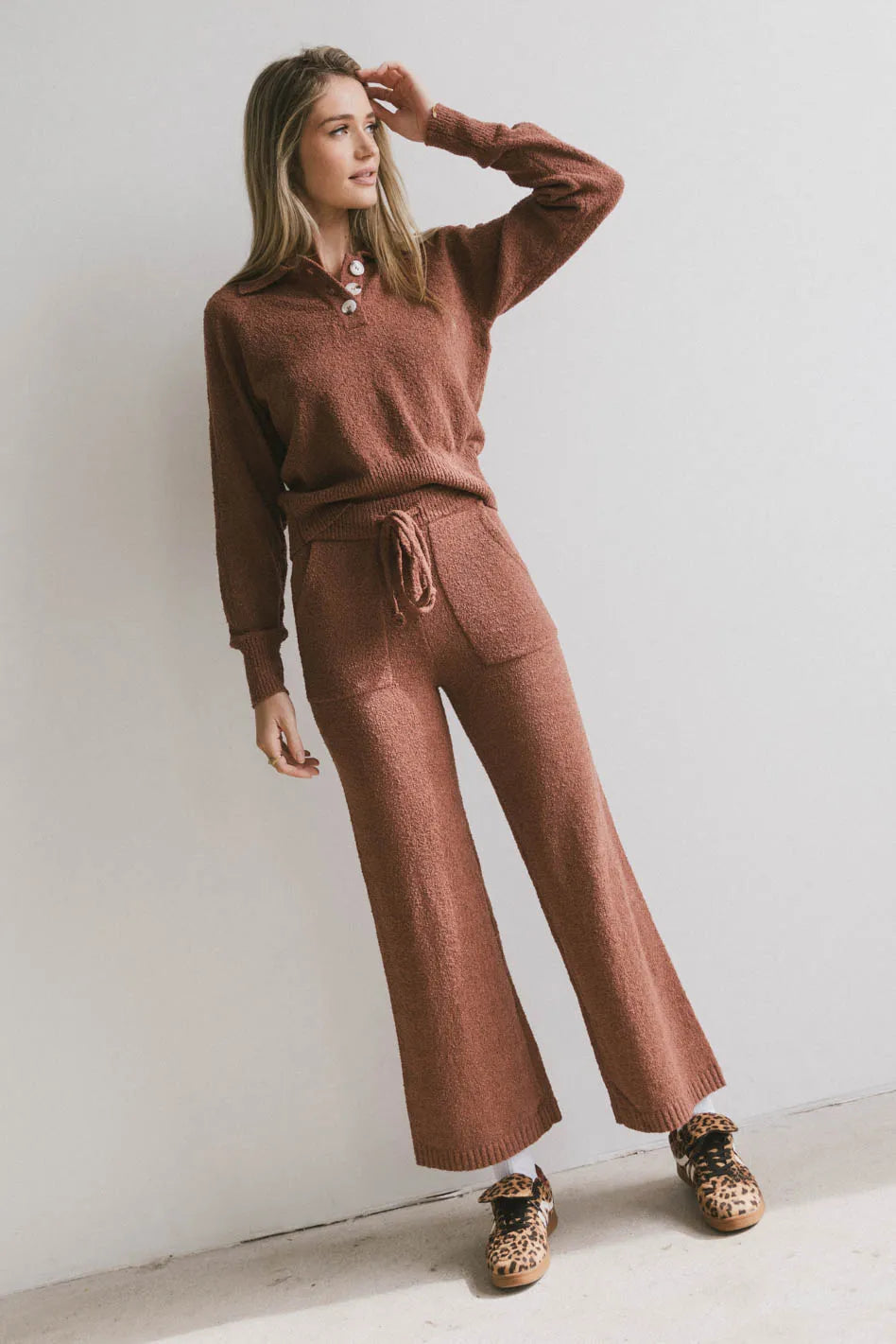 Breck Knit Pants in Brick - FINAL SALE