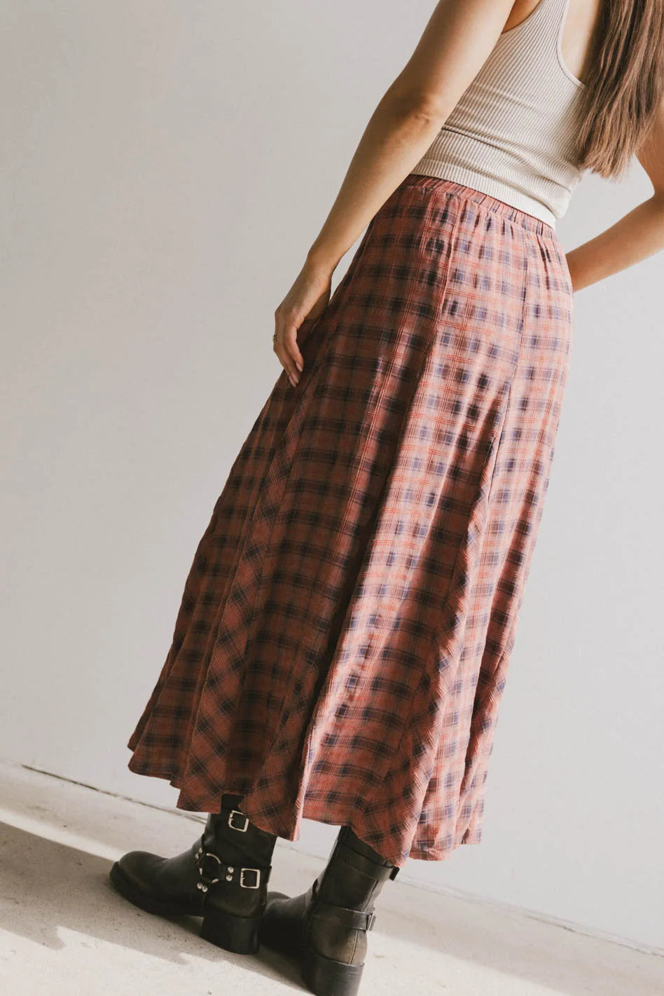 Pippin Plaid Maxi Skirt in Red - FINAL SALE