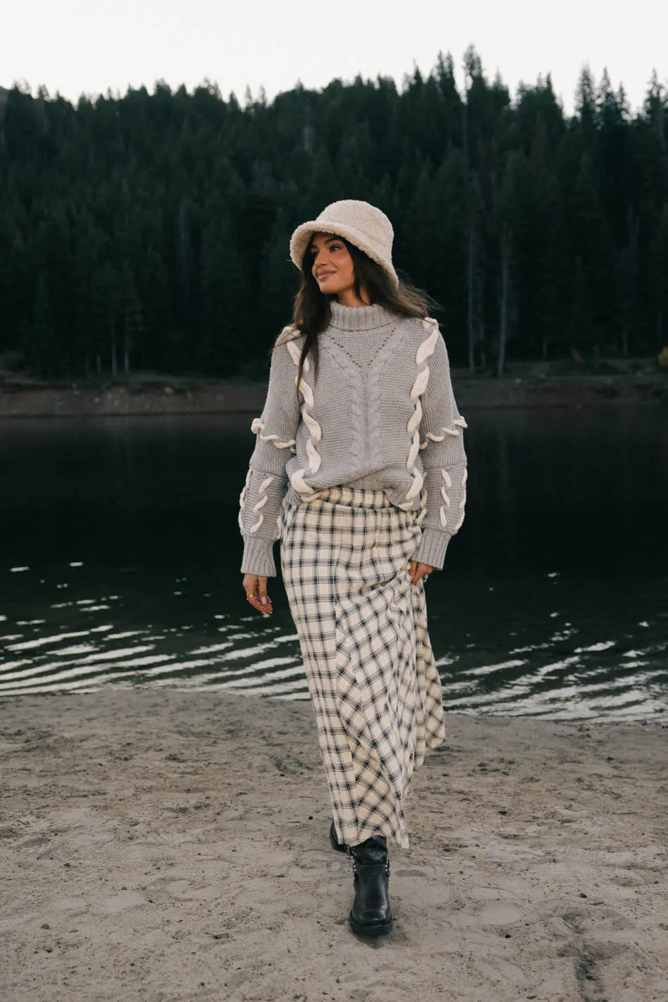 Pippin Plaid Maxi Skirt in Black - FINAL SALE