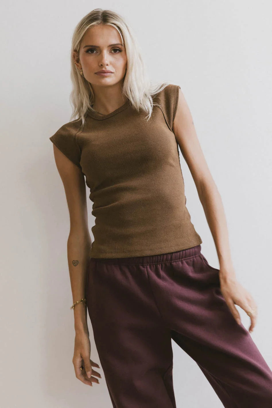 Huxley Cap Sleeve Top in Brown - FINAL SALE